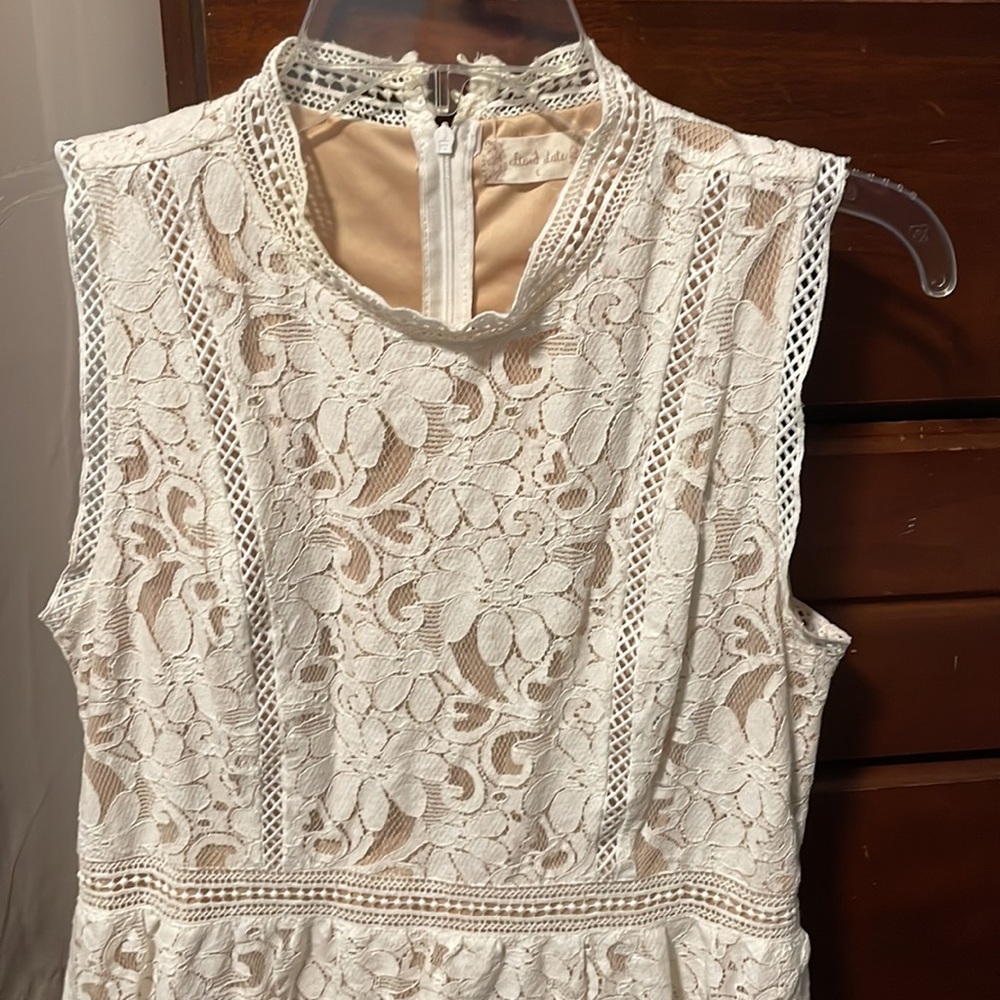 Altar’d State L Cream Lace over Nude Lining Vintage-Inspired Mini Dress